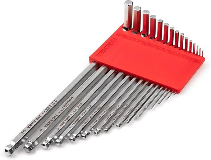 TEKTON Ball End Hex Key Set with Holder, 15-Piece (1.3-10 mm) - Chrome Finish | KLX91201