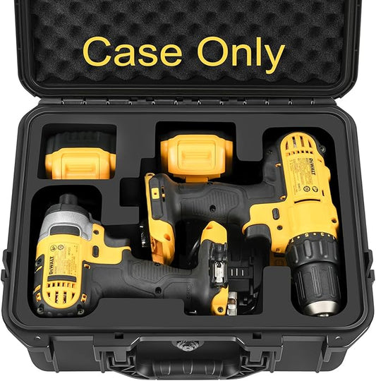 Case for Cordless Drill/Impact Driver Set - Waterproof Hard Tool Box for Dewalt Taladro, Waterproof Hard Tool Box for Dewalt Taladro, Power Tool Kit Bag for Drill Set | Impact Driver/Battery/Charger