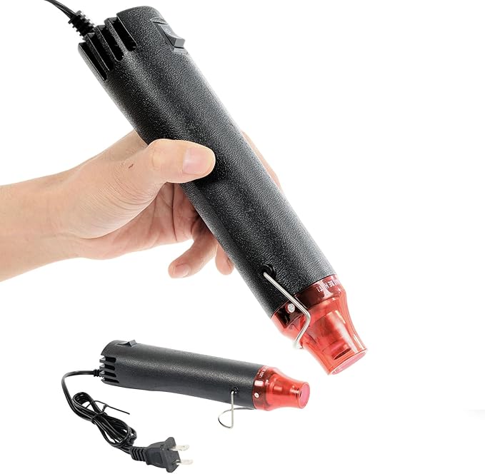 Heat Gun, 110V 300W Handed Hot Air Gun for Crafting, 3.28FT Ultra-Long Cable Portable Heat Gun with Stand and Power Cord for Shrinking Wrapping PVC, DIY Embossing and Drying Paint (Black)