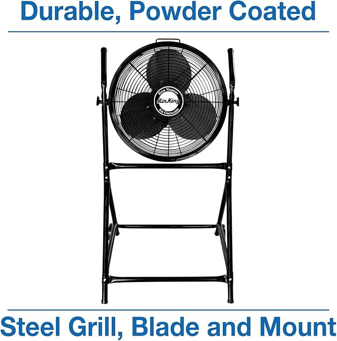 Air King 9219 18-Inch Industrial Grade High Velocity Roll-About Stand with Fan,Black