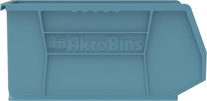 Akro-Mils 30240 AkroBins Plastic Storage Bins, Space-Saving Stackable Bins for Garage, Pantry, Craft Organization, 15-Inch x 8-Inch x 7-Inch, Light Blue, 12-Pack