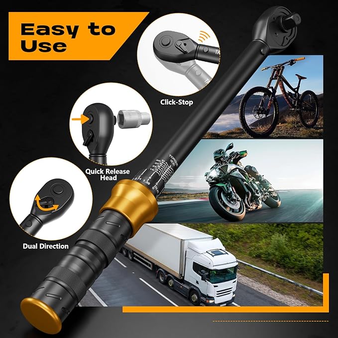 1/2 3/8 -inch Drive Click Torque Wrench, 5-45Ft.lb, 15-165Ft.lb 15Pcs Torque Wrench Set with 10"/5" Extension Bar, 8/10/14/17/17/19/21mm Sockets, 14/16mm Swivel Spark Plug Socket, T25/T40 Torx