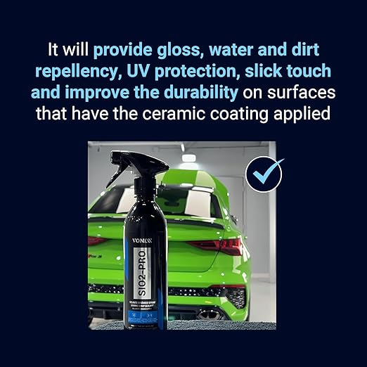Vonixx SiO2-PRO Ceramic Spray Sealant | Protection for Ceramic-Coated Surfaces | Water & Dirt Repellent | Compatible with Matte Paint, PPF, Vinyl | Up to 4 Months Protection | 16.9 fl oz (500 ml)