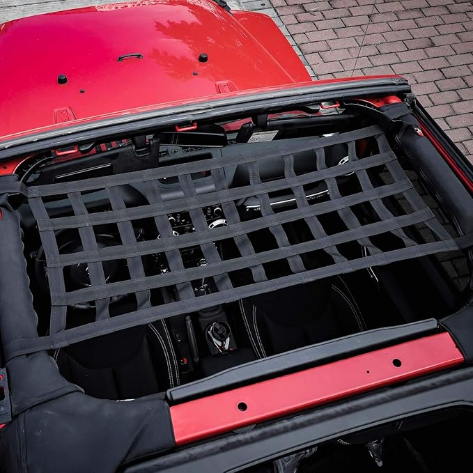 RT-TCZ Mesh Cargo Net, Car Roof Net Hammock for Jeep Wrangler YJ TJ JK JKU JL JLU 1987-2024