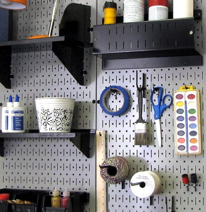 Wall Control Pegboard 32in x 16in Gray Metal Pegboard Tool Board Panel