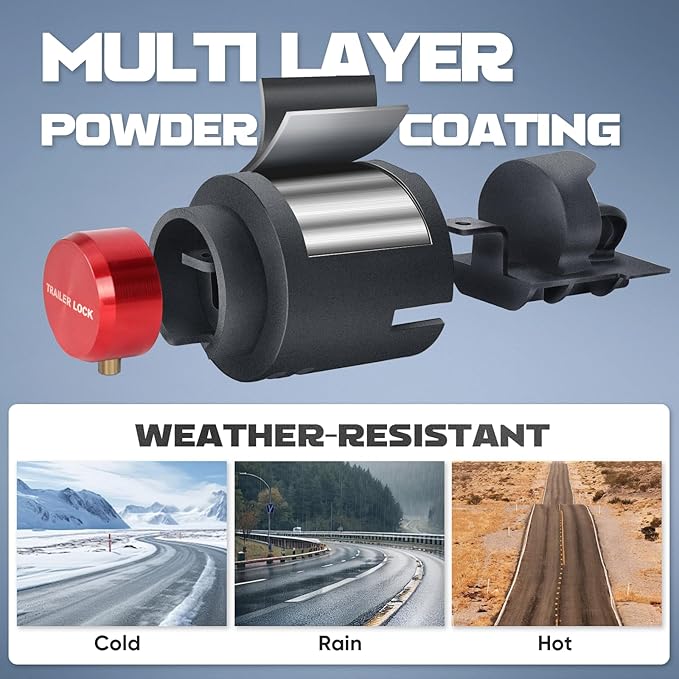 Trailer Lock for 1-7/8", 2",2-5/16" & Bulldog Couplers, Heavy-Duty Hardened Steel Trailer Tongue Locks with Fully Covered Anti-Theft Design, Powder-Coated for Weather Resistance