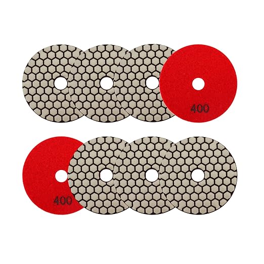 Dry Diamond Polishing Pads 4"/100mm - 8pcs Grit 400 Polish Pad Kit for Granite Marble Artificial Stone Quartz for Angle Grinder SANLEETEK