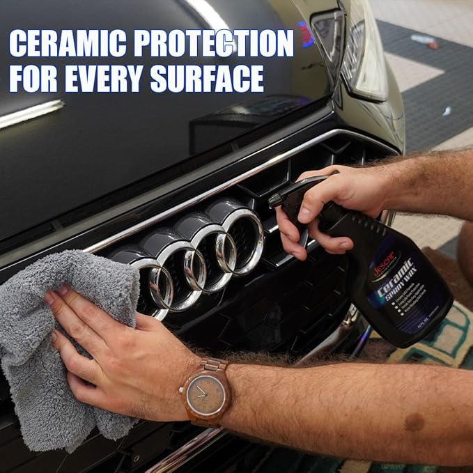 Jescar Ceramic Spray Wax - 22oz | High-Gloss Shine, Long-Lasting Protection, Easy Application, Hydrophobic coating for Cars, Motorcycle, RV's, Streak Free Finish.