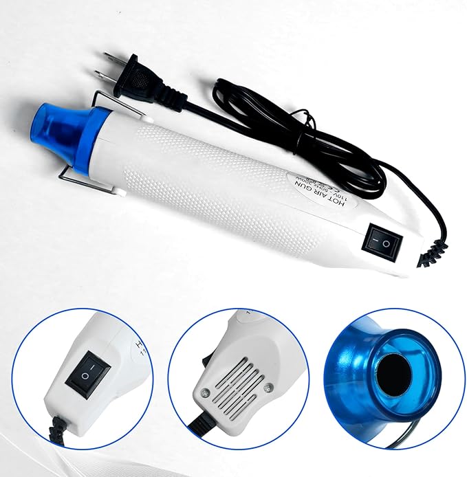 Heat Gun For Crafting, Mini Hot Air Gun For DIY Crafts,Heating Gun,Portable Heat-Gun Tool For Embossing Shrink Wrapping Drying Paint (White)
