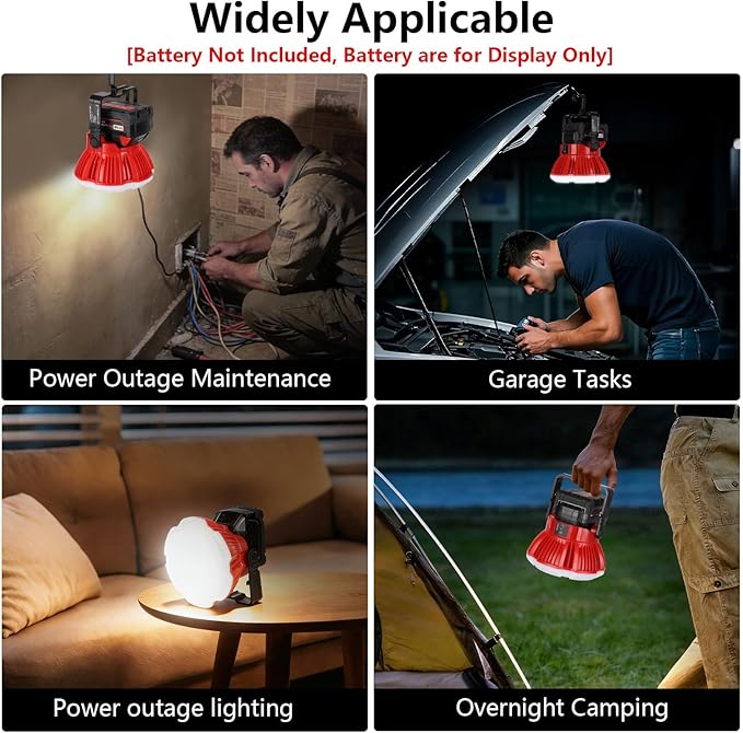 Work Light Cordless Floodlight for Milwaukee M18 18V Battery, 24W Flashlight 2400LM Portable Work Lights with SOS Flash, Tool Lights Workshop Home Repair Garage Camping (NO Battery Included)