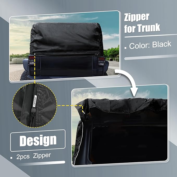 X AUTOHAUX SUV Car Cover Cab Cover Fit for Jeep Wrangler JK JL Hardtop 2 Door 2007-2021 Outdoor Sun Dust Wind Snow Protection 210D Oxford with Driver Door Zipper Black