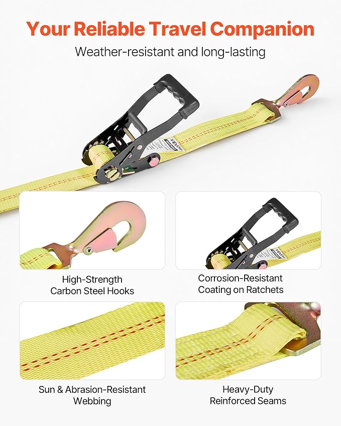 VEVOR Wheel Chock Tie-Down Kit, Axle Type Trailer Tie Down Strap, Car Tie Down Kit with Break Strength 10009 lbs, Working Load 3333 lbs, Trailer Ratchet Strap for ATV, UTV, & Heavy-Duty Pickup Trucks