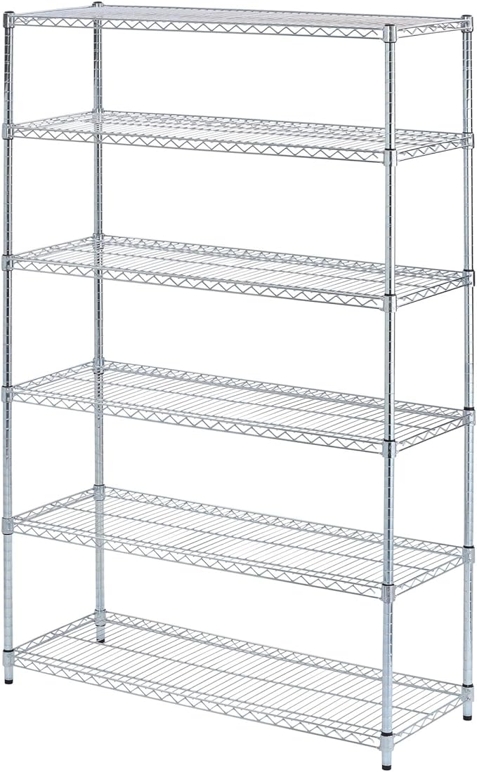 Alera ALE Commercial Wire Shelving, Six-Shelf, 48w x 18d x 72h, Silver