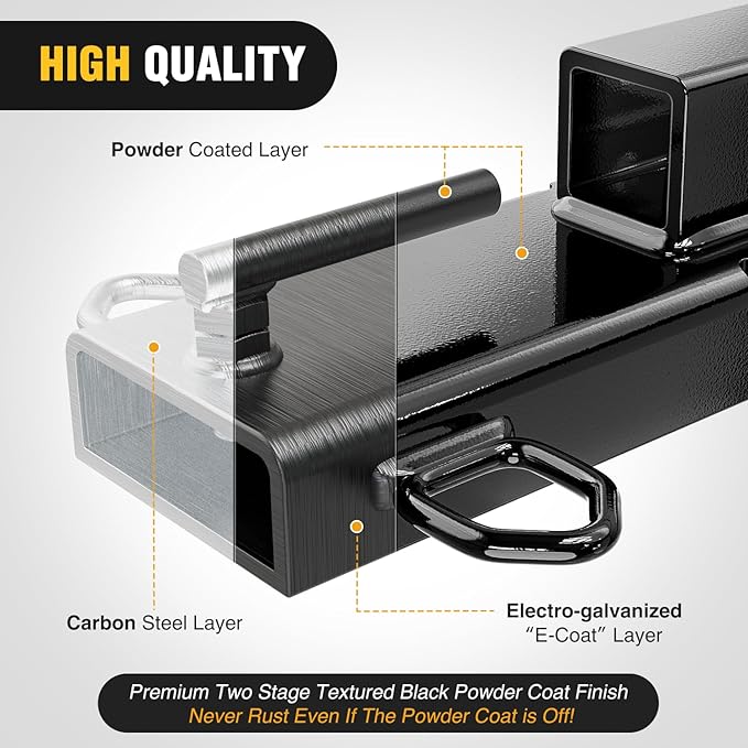 Nilight Forklift Trailer Hitch Attachment Fits 2 Inch Receiver Clamp on Pallet Fork Trailer Towing Adapter with Safety Chain & 5/8” Hitch Pin Clip Black