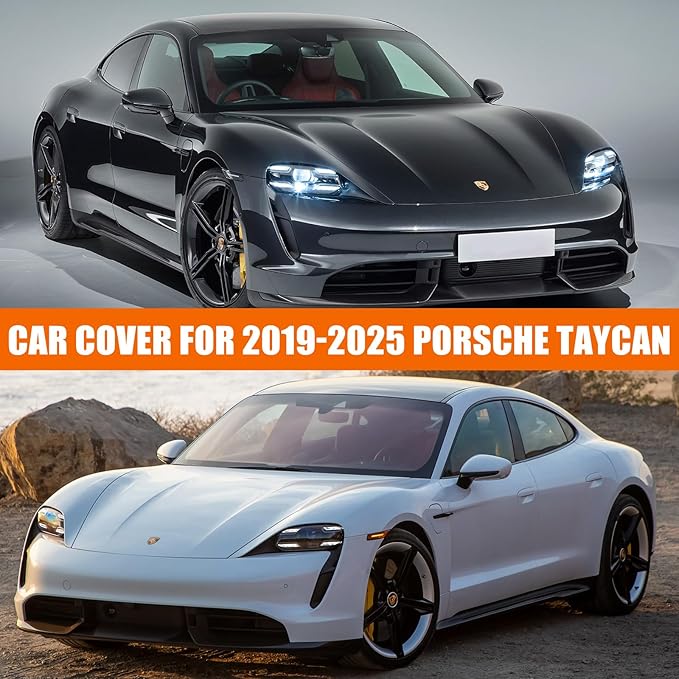 Waterproof Car Cover Replace for 2019-2025 Porsche Taycan, 6 Layers All Weather Custom-fit Car Cover with Zipper Door, Charging Port for Snow Rain Dust Hail Protection