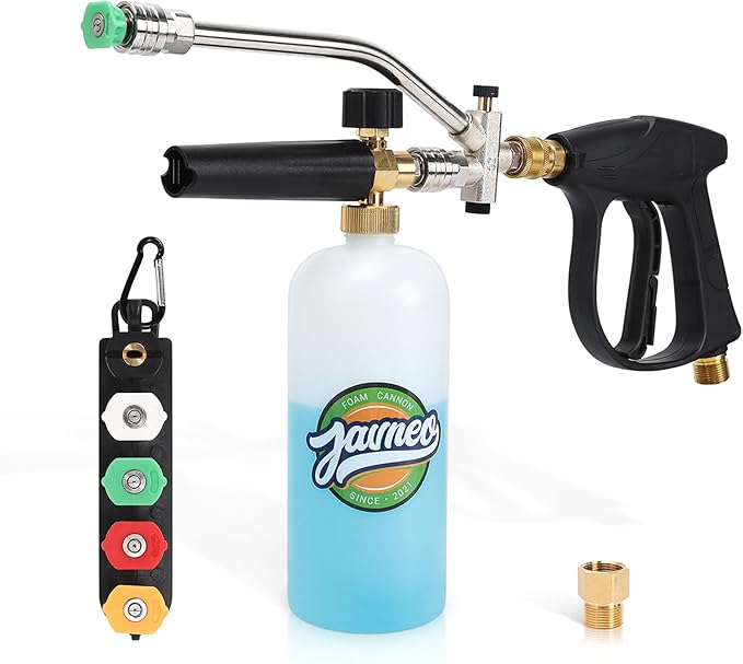 Foam Cannon for Pressure Washer Gun Kit with Dual Connector Accessory, Car Wash Foam Gun with 5 Nozzle Tips, Compatible with M22-14mm and M22-15mm Fittings