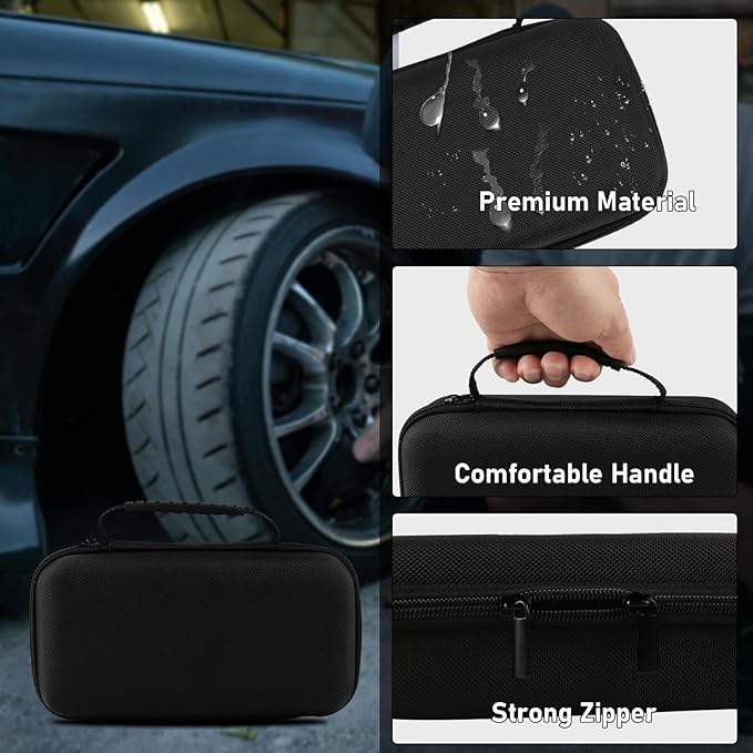 Portable Air Compressor Storage Box - Universal Case Compatible with MODARI/Skight/LOLSSA/Teffim/Hafuloky/Frarome/ILTIDE Tire Inflators, Car Air Pump Organizer for Air Tubes & Accessories (Box Only)