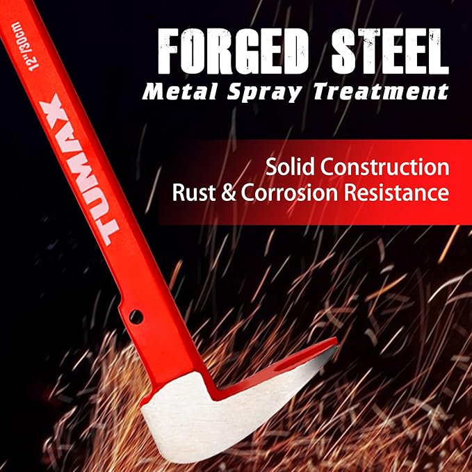 2-Piece Nail Puller Set, 12" Pry Bar, 8" Mini Crowbar with Cats Paw Nail Remover, High Carbon Steel Crowbar Tool for Home Remolding & Woodworking