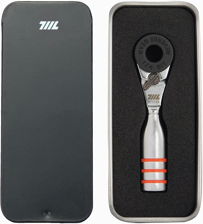 711L Mini Ratchet Wrench DUO - One of the World's Smallest 1/4" Ratchet Wrench For Tight Spaces - For Flat (32mm) and Standard (25mm) Double-ended Bit