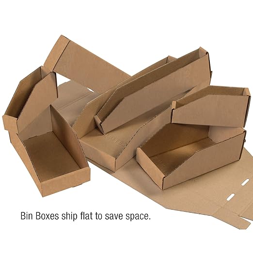 BOX USA BBINMT812K Open Top Bin Boxes, 8" x 12" x 4 1/2", Kraft (Pack of 50)