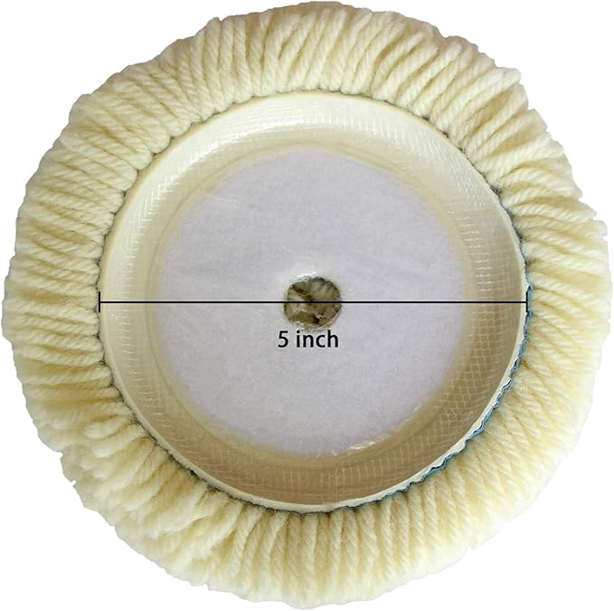 Wool Buffing Pad Kit 5" 3PCS 100% Natural Wool Car Auto Hook and Loop Grip Buffing Pad for Compound Cutting & Polishing for Car,Boats, Trucks and RVs Polishing Motorcycle Washing Machine