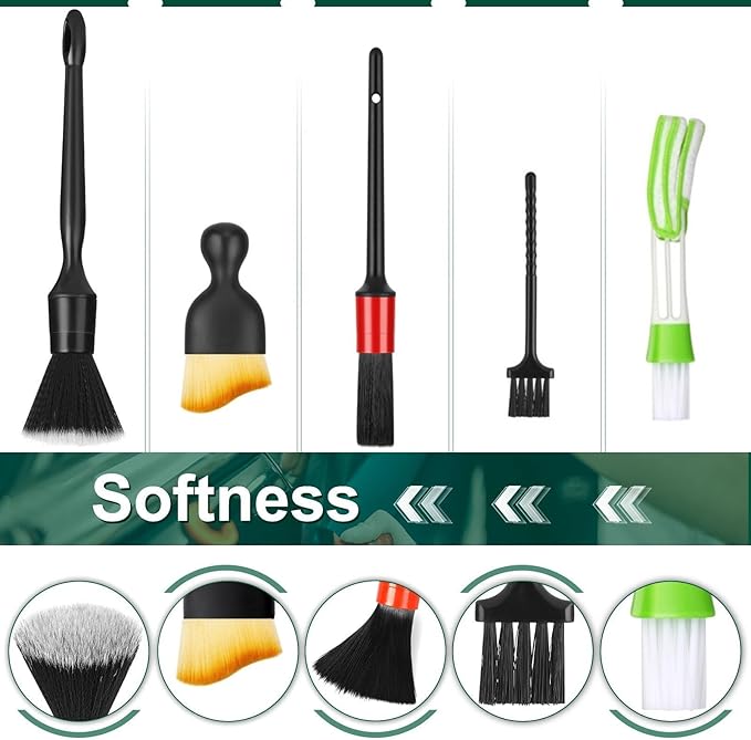 Car Interior Duster Detail Brushes, Soft Bristles Brush Car Accessories for Cleaning Dashboard Air Vent Crevice, Detailing Dusting Tool Kit for Auto Truck SUV RV