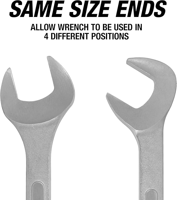 OEMTOOLS 22113 SAE Jumbo Angle Head Wrench Set, Large Fastener Access for Heavy-Duty Maintenance, 6 Piece 1-3/8" to 2" Wrenches, Chrome Finish, Carbon Steel, Wrench Roll Included