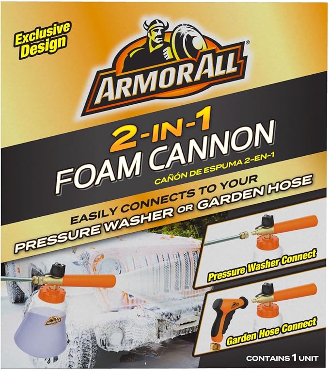 Armor All 2-in-1 Foam Cannon Kit,Car Cleaning Kit Connects to Power Washers and Garden Hoses for Vehicle Cleaning,Includes Foam Cannon,Foam-Applicator and Ergonomic Adaptor,(Pack of 4)
