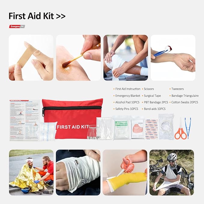 Car Roadside Emergency Kit with Jumper Cables, Auto Road Side Safety Kit for Vehicles - with Premium Carry Bag, Repair Tool Set, Folding Shovel, for Men, Women, Teenagers