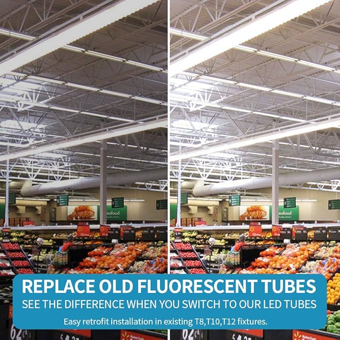 8FT Linkable LED Shop Light – 100W 12000LM, 6000K Cold Light, T8 Integrated LED Tube Fixture, V-Shaped, High Output for Garage/Warehouse, Plug and Play (10-Pack)