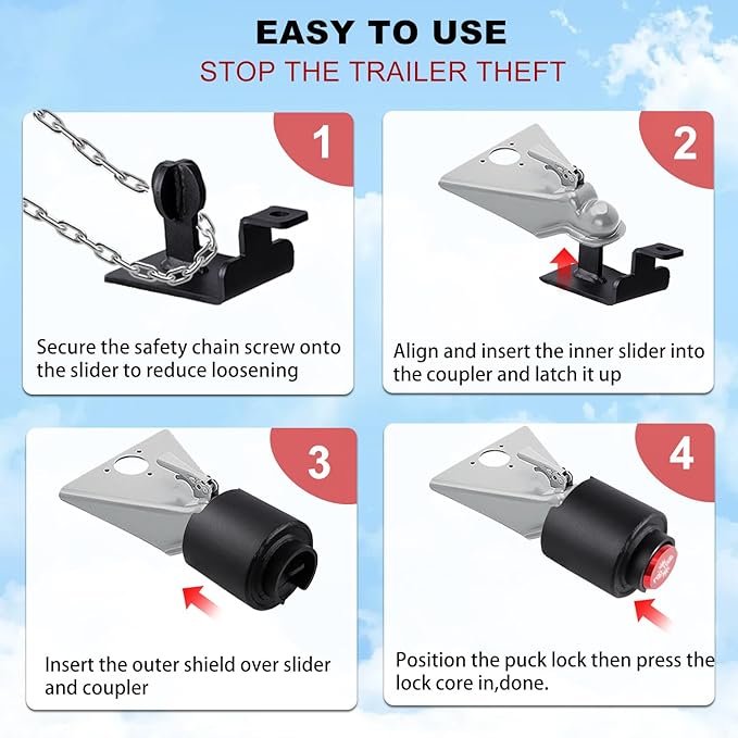 2025 Upgraded Trailer Hitch Lock for 2 5/16" Trailer Couplers, Heavy-Duty Anti Theft Trailer Coupler Locks,Rustproof Steel Tow Lock Trailer Tongue Lock for RV, Trailers, Boat, Camper, Caravan