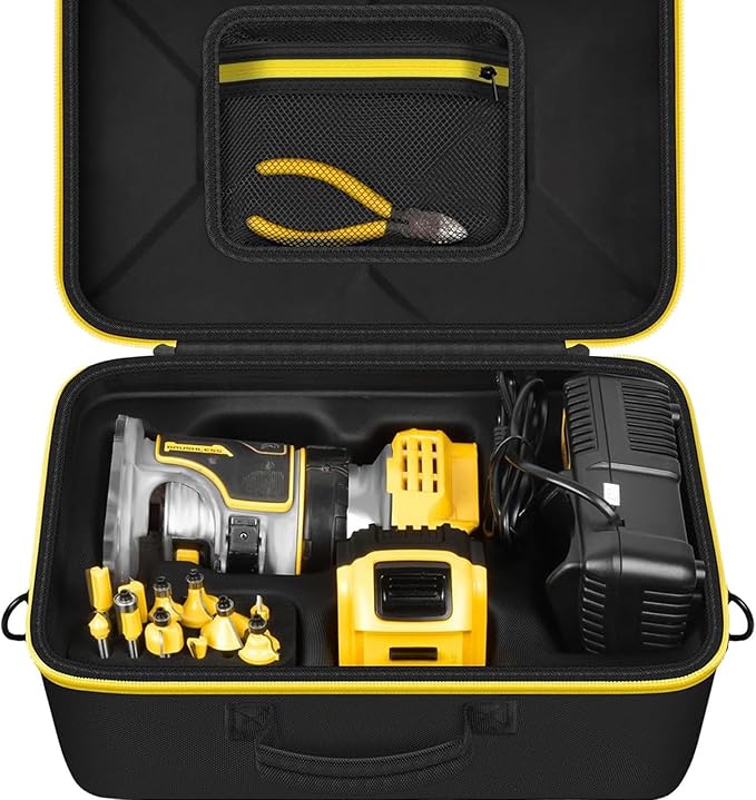 PAIYULE Case for DEWALT 20V Max XR Cordless Router- DCW600B for MtiolHig for Makita Woodworking Tools with Strap, Compact Router Accessories Storage Bag for Battery, Charger, Bits (Box Only)