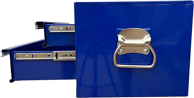 Workington Industrial 2 Drawers Portable Metal Intermediate Box, 26" Middle Tool Chest Cabinet with Ball Bearing Drawer Slides, Steel Tool Storage Box Organizer 4008 Blue