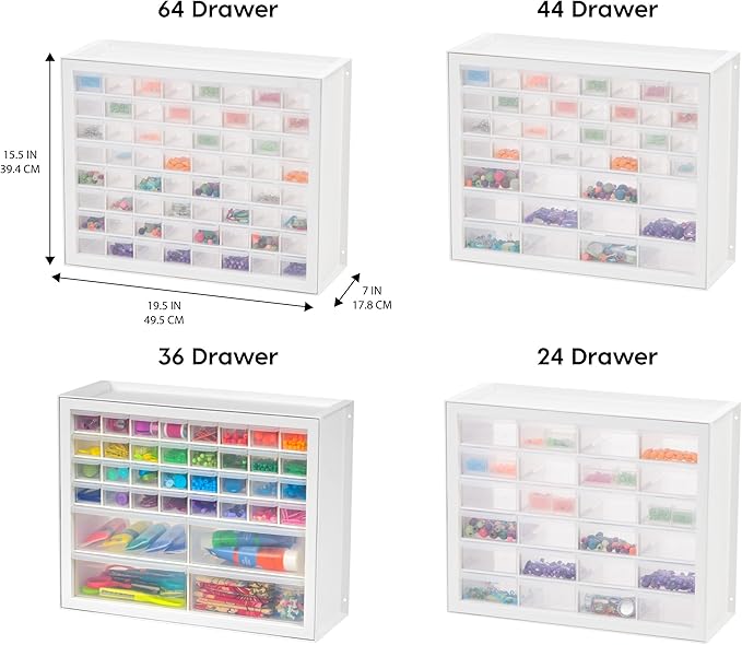 IRIS USA Small Parts Storage Cabinet, Made in USA, 36-Drawer Organizer for Screws, Nuts & Bolts, Electronics, Hardware, Beads, Crafts, Scrapbook Art Hobby, Teacher Toolbox, Garage Storage – White