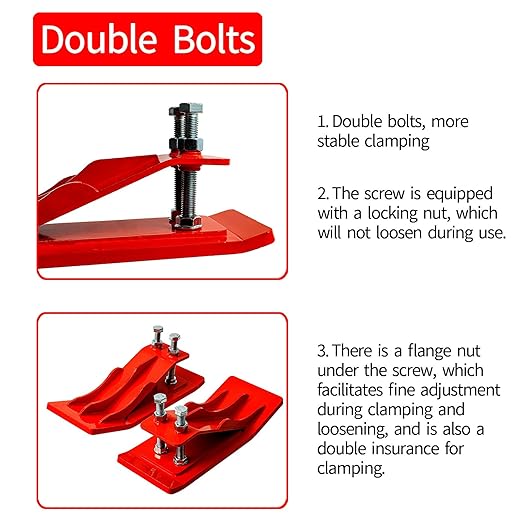 2Pcs Tractor Bucket Attachment, High-Visibility Red Tractor Bucket Edge Protector, Skid Steer Attachments with 10mm Steel & Anti-Skid Dual Bolt Lock