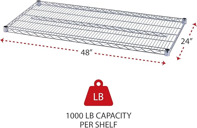 Alera ALE Industrial Wire Shelving Extra Wire Shelves, 48w x 24d, Silver (Case of 2 Shelves)