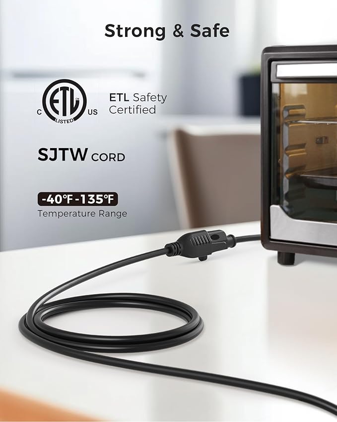 [ETL Listed] Cable Matters 2-Pack 16 AWG Heavy Duty 13A Power Extension Cord - 6ft, 3 Prong Power Cord Extension, NEMA 5-15P to NEMA 5-15R, Black