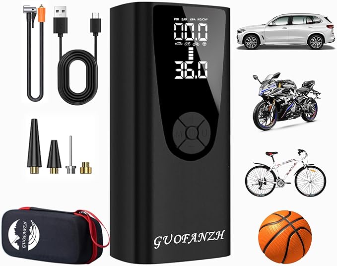 Tire Inflator Portable Air Compressor,4X Faster & High-Capacity Battery,150PSI Cordless Air Pump for Car,Motorcycle,Bike Pump,Basketball & Sports Balls,with LED Light,Air Digital Pressure Gauge
