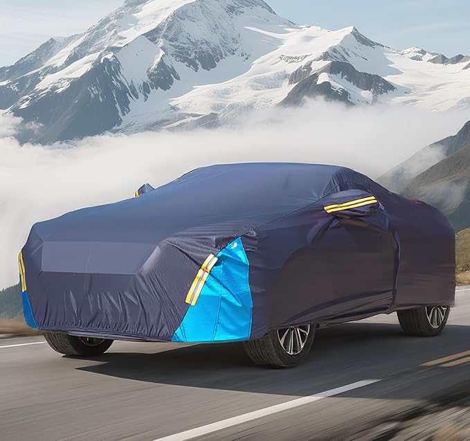 Car Cover Waterproof All Weather, 6 Layers Outdoor Full Exterior Cover Rain Sun UV Snowproof Protection with Zipper Cotton, Mirror Pocket for Mazda MX-5