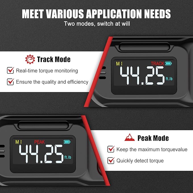 VANPO 3/8-Inch Digital Torque Wrench, 2.21–44.25 ft-lb/3–60 Nm, ±2% Accuracy, Electronic Torque Wrench with LCD Display,Audible & Color Feedback, Data Storage for Car Motorcycle & Mechanical Repair