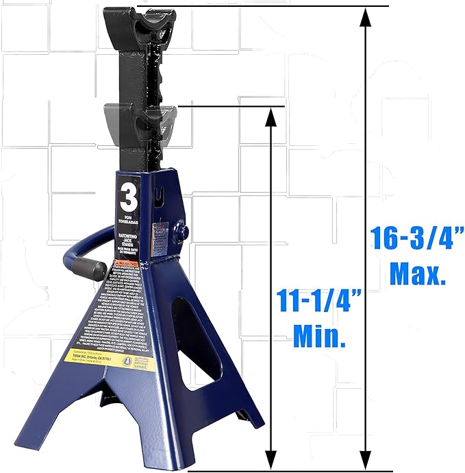 TCE 3 Ton (6,600 LBs) Jack Stands, with Adjustable Lock Car Jack Stand, Fit for Vehicle, Blue, 1 Pair
