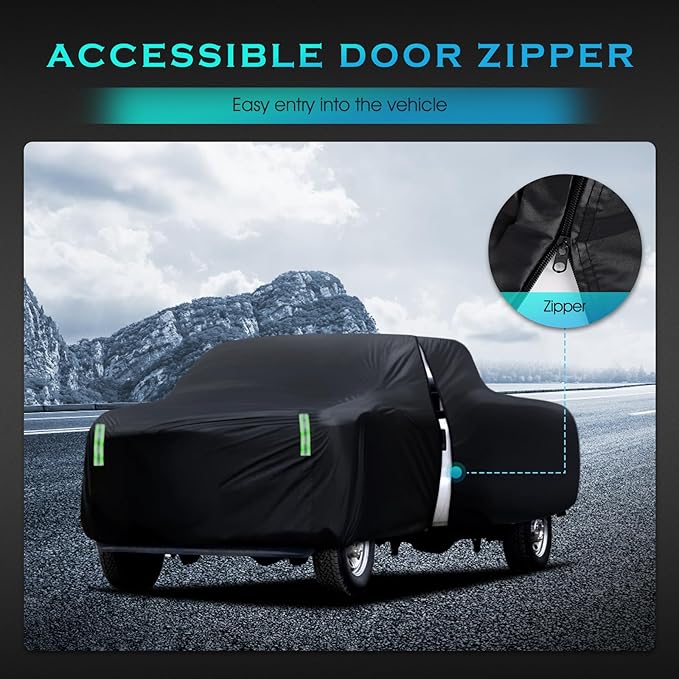 Truck Car Cover Waterproof All Weather Full Outdoor Pickup Cover Rain UV Protection, Size T5 Universal Fit for Chevy Silverado Dodge Ram 1500 Ford F-250 F-350.(Fit Truck Length 251 to 266 inch)