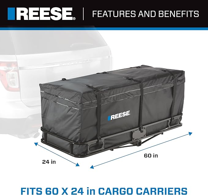Reese 1045000 Zion Hitch Mounted Waterproof Cargo Carrier Bag, 60 x 24 x 24-Inch (20.5 cu ft) Black