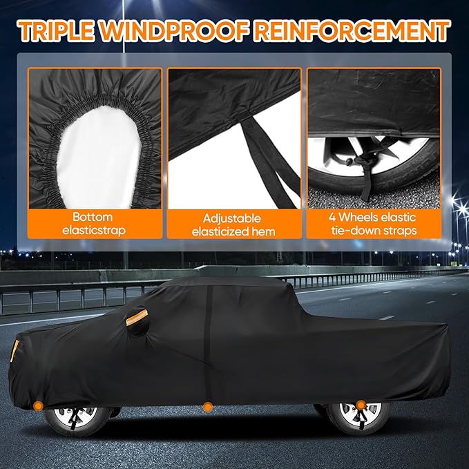 Truck Cover Waterproof All Weather - Pickup Truck Car Cover Fit for Ford F150, Chevrolet Silverado 1500, Gmc Sierra, Ram 1500, Toyota Tacoma (Length Up to 242 inch)