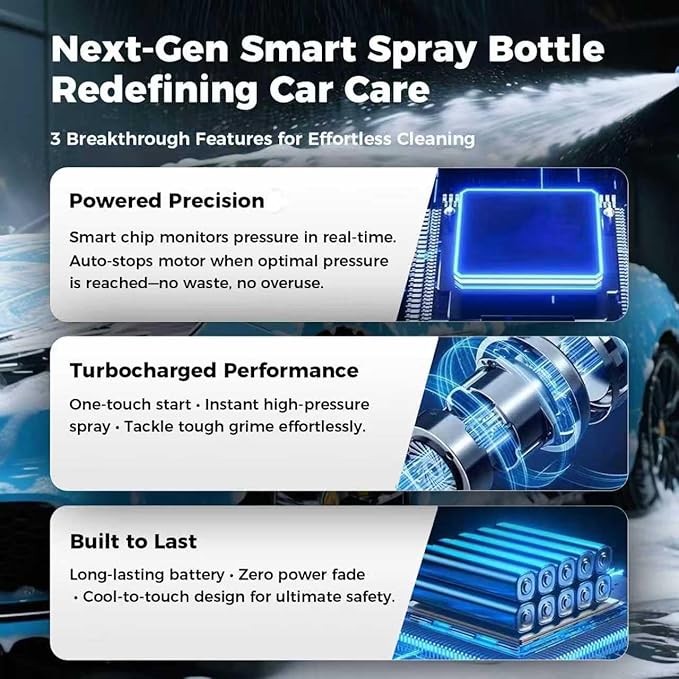 Electric Foam Sprayer,2L Portable Rechargeable Cordless Pressurized Spray Foam Cannon, Easy Clean & Acid Resistant for Car Wash Detailing Garden Black