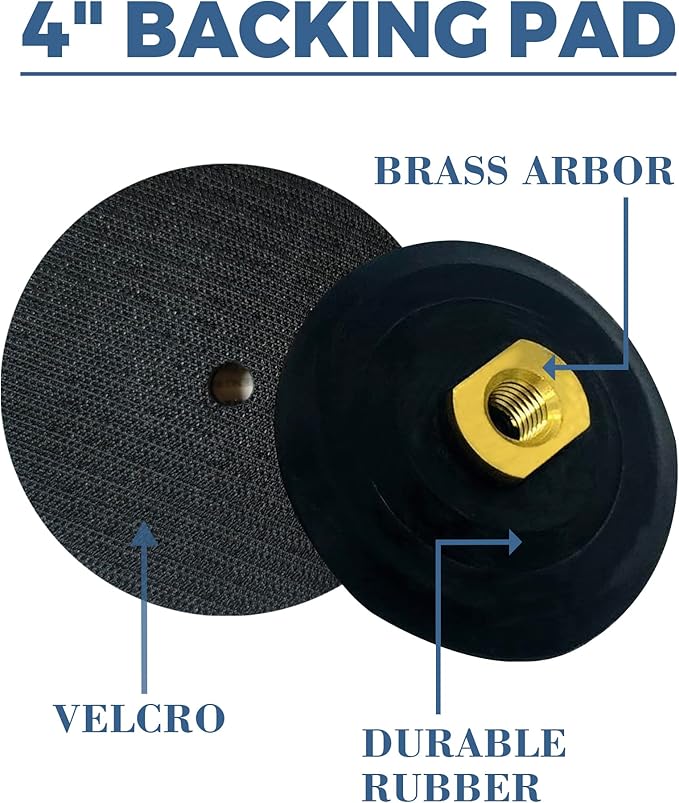 Rubber Backer Pad 4" Hook and Loop Rubber Backing Pad for Countertop Wet Dry Polishing - Arbor 5/8" 11, 4 Inch