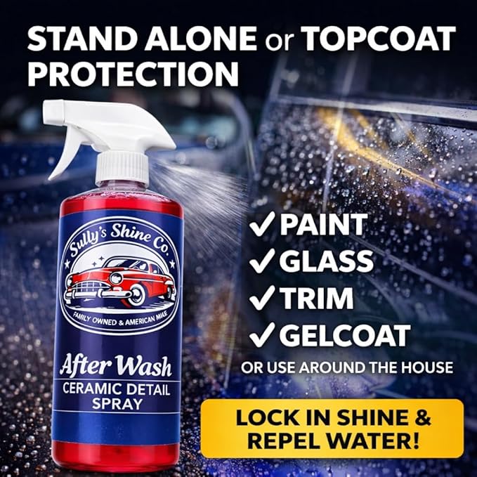 Ceramic Spray Coating for Cars – After Wash Ceramic Detail Spray, SiO2 Ceramic Spray Wax, Hydrophobic Paint Protection, High Gloss Shine & Slick Finish – Sully’s Shine Co