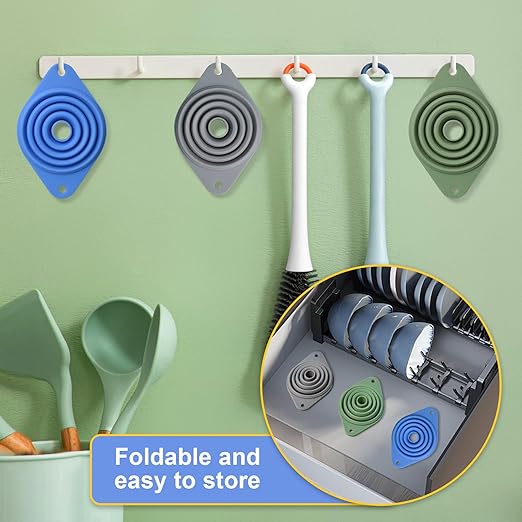 Kitchen Funnel Set 3 Pack,Funnels for Kitchen Use Filling Bottles,Silicone Funnel Collapsible,Small Funnels for Filling Small Bottles