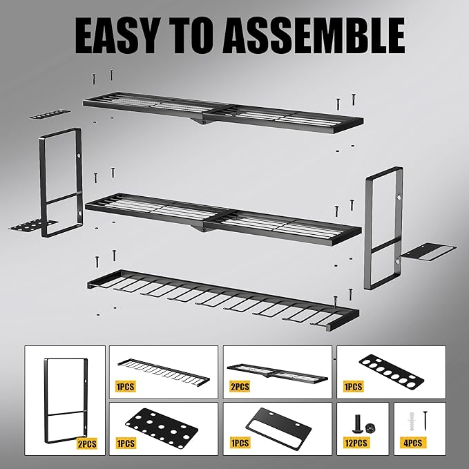 MOOMSINE Power Tool Organizer Wall Mount, Heavy Duty Metal Tool Storage Rack Loads 320lbs, 8 Cordless Drill Holder 3 Layer for Garage, Workshop, Tool Room, Gift for Men