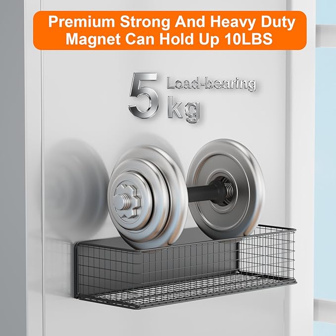 2Pack Magnetic Basket Organizer Holder for Fridge, Magnetic Shelf for Garage, Laundry, Kitchen, Workshop, Cabinet